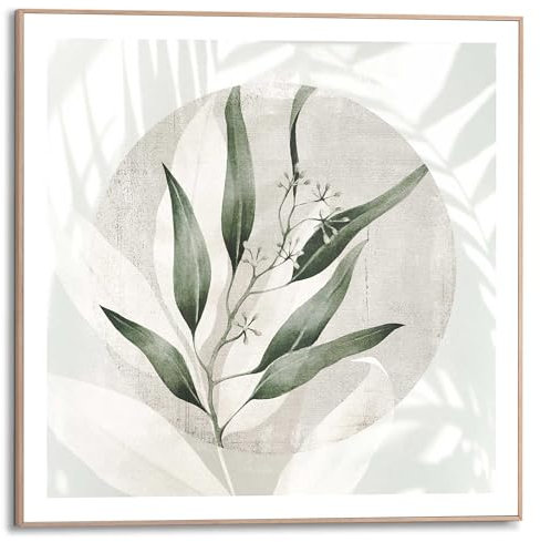 REINDERS Gerahmtes Bild, Blätter, Wohnzimmer, Bilder, Wanddeko, Room Decor, MDF, Grün, 50x50cm