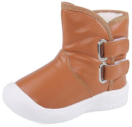 LACOFIA Stivali da Neve Invernali Bambino Scarpe Impermeabili Suola Antiscivolo in Gomma per Neonato Marrone 21/22