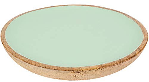 4 Stück Kunststoff & Holz - Teller/Speiseteller/Frühstücksteller/Dekoteller - Ø 23 cm - grün/türkis blau - BPA frei - rund flach - Frühstücksteller ..