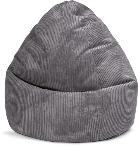 Sitting Point by Magma BeanBag Shara XXL Sitzsack aus Flauschcord - 80x130cm, Hülle waschbar, anthrazit, Oeko-TEX®-Zertifiziert