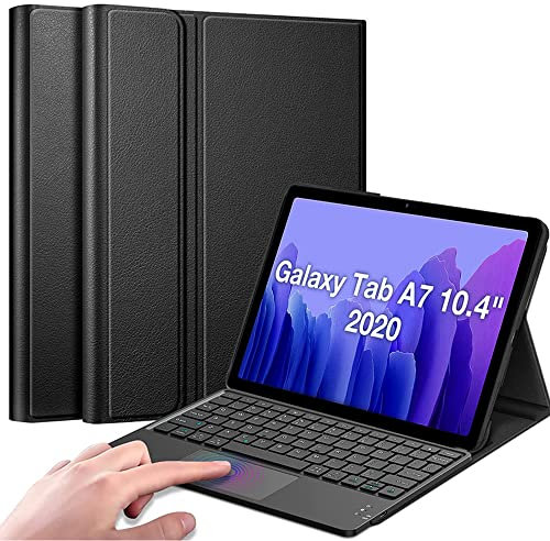 QYiiD Coque Clavier avec Touchpad pour Galaxy Tab A7 10.4” 2020 (SM-T500/SM-T505), AZERTY Clavier Bluetooth Détachable avec Pavé Tactile, Coque Housse pour Galaxy Tab A7 10.4 Tablet, Noir