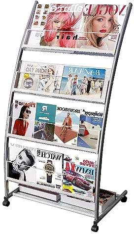 LIWSHWZ Zeitschriftenhalter Prospektständer, abnehmbarer Prospektständer, Standfunktion, Zeitschriftenständer mit 4 Taschen, Zeitungsständer leicht zu bewegen, tolle Qualität, einfache Montage