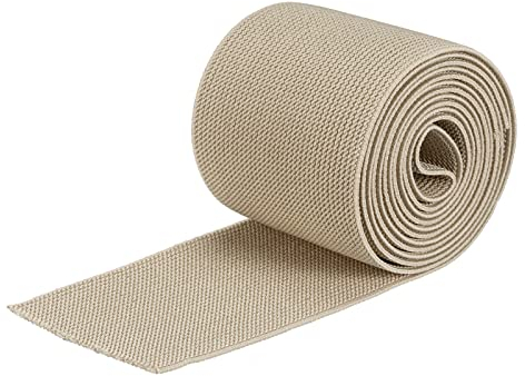 sourcing map Large bande élastique double face en sergé - 75 mm - Bande élastique tissée plate de 1,8 m - Bobine élastique lourde et extensible - Beige pour la couture, la taille