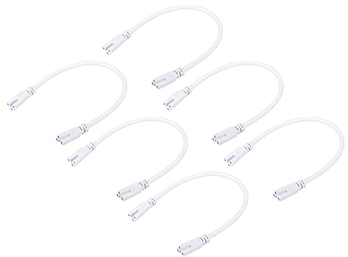 YOKIVE 6 pcs T5 T8 LED Tube Connecteur Round Câble, Extensible Cordon avec Double Fin Connecter éclairage Tubes, Excellent pour LED Intégré Tubes (Blanc, 0.98-Pieds)