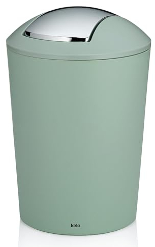 kela Schwingdeckeleimer grün, Kosmetikeimer 5l mit Schwingdeckel, Kunststoff, MARTA, Mülleimer Badezimmer jadegrün matt