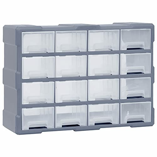 Tidyard Multi Schubladen Organizer mit 16 Schubladen Sortimentskasten Kleinteilemagazin Aufbewahrungseinheit Werkzeugschrank Bastelbox Werkzeug-Organizer Sortierkasten Sortimentskoffer 52x16x37 cm