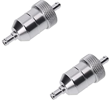 2X Mini CNC Kraftsstofffilter Benzinfilter 6mm Aluminium Chrom für Moped Mofa Motorrad Quad ATV
