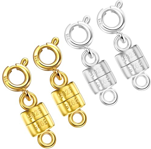 Ofiuny Magnetische Halskettenverschlüsse und Verschlüsse, 925er-Sterlingsilber, Mini-Magnet-Schmuck-Verschluss für Armband, Kettenverlängerung (hergestellt in Italien)