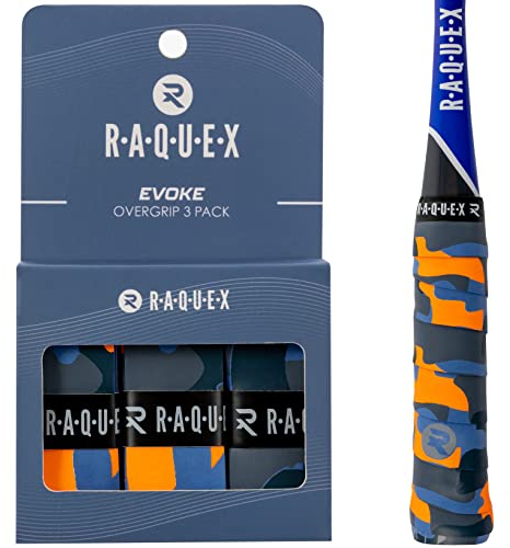 Raquex Evoke Overgrip - Over Grip para Raquetas de Padel, Tenis, bádminton y Squash. Paquete de 3 Grips (Camuflaje Claro)