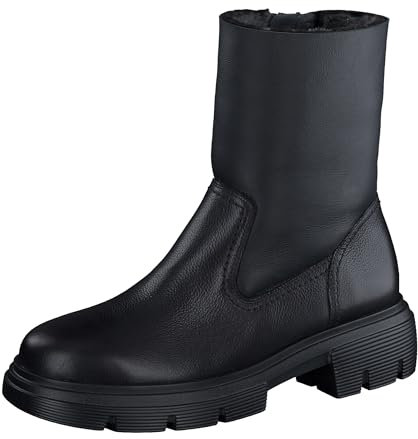 Paul Green Damen Stiefelette mit Lammfell, Frauen Plateaustiefeletten,Warm gefüttert,uebergangsschuhe,uebergangsstiefel,Schwarz (Black),37 EU / 4 UK