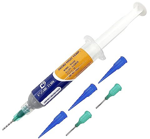 Essmetuin Lötpaste (Sn42/Bi58 T5 20G) zum elektronischen Löten, No-Clean Tin Paste, Lötpaste für Chip-Kit/PCB/IC/BGA/SMD CELLPHONE CPU Reparatur