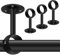 Suimlmta Ceiling Curtain Pole Brackets, 4 Pack Heavy Duty Curtain Rod Holders for Wall, Black Ceiling Curtain Pole Hooks Hangers Metal Curtain Rail Support Bracket for 28-32mm Drapery Closet Rod
