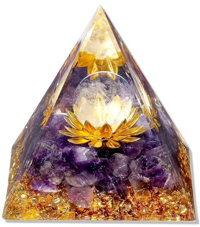 XIANNVXI 2.4 Amethyst Crystal Gemstone Tower,Healing Crystal Gifts for Women Unusual Spiritual Gifts for Women,Amethyst Lotus Flower Orgonite Tower Witchy Witchcraft Supplies