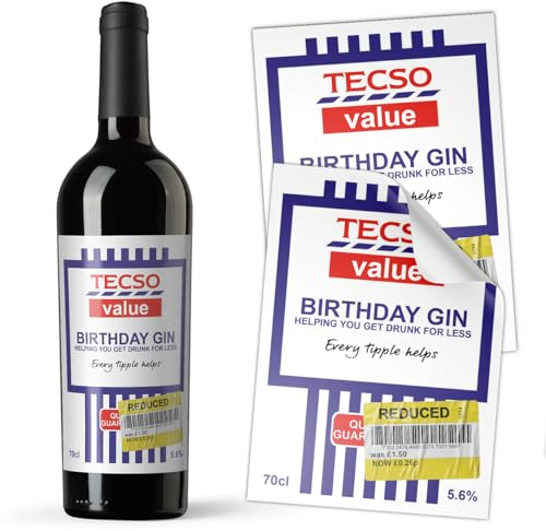 3 X Funny Gin Xmas Secret Santa Supermarket Budget Alcohol Bottle Gift Novelty Drinks Sticker Label (Birthday Gin)