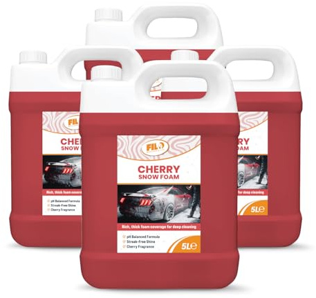 FILO Cherry Snow Foam Car Shampoo 4x5L – Car Wash Shampoo for Pre-Wash Cleaning, Thick Foaming, Non-Caustic, Streak-Free & Paint Safe