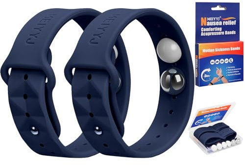 MEIYYJ Bracelets de voyage pour adultes et enfants - Bracelets d'acupression et anti-nausées réglables pour soulager les nausées et les nausées matinales - Pour femmes enceintes - Soulagement naturel
