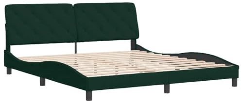 vidaXL Bettgestell ohne Matratze Dunkelgrün 180x200 cm Samt