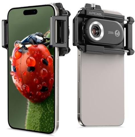 Evil Eye Lentille de Microscope pour téléphone 200x avec CPL, Clip Universel, Microscope Mini Portable pour Android/iPhone