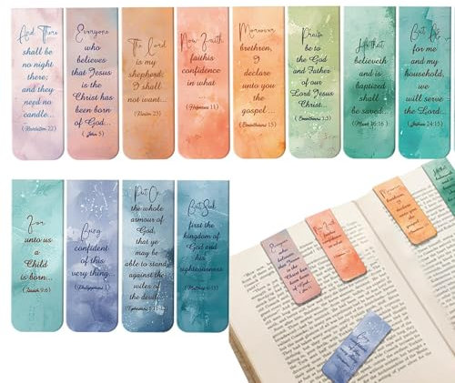 Hailerio Magnetische Lesezeichen mit Bibelvers - 12 Inspirierende Bibelbuchmarker für Lehrer und Studenten