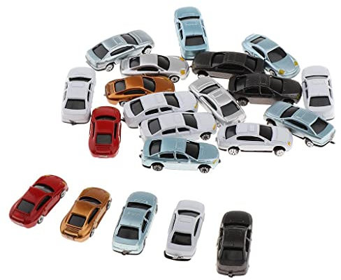 Xiaojikuaipao 20pcs HO Maßstab Gemalt Auto Modell Kit | Miniatur Autos Figuren für Zug Layout Park Landschaft | 1:200/1:150/1:100 Mini Fairy Garden Kits - Mehrfarbig, 1:100