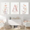 Youihom 3 Babyzimmer Bilder mit Namen Poster Kinderzimmer Mädchen Blumen Rose 30x40 Wandbilder Mädchen Zimmer Wandposter Personalisiert Baby Kinder Wandbild Leinwand ohne Rahmen
