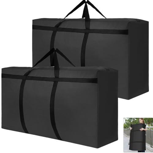 Yimomoyi 2 Pezzi 180L Grande Borse Trasloco per Vestiti, Impermeabile in Tessuto Oxford 600D, Borse di Stoccaggio Trasloco con Cerniera e Manici, Scatole Armadio per Vestiti, Coperte, Trapunte