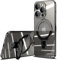 for iPhone 13 Case with Magnetic Stand,[Compatible with MagSafe] Plating Metallic Glossy Soft Clear Case for iPhone 13 (Black)