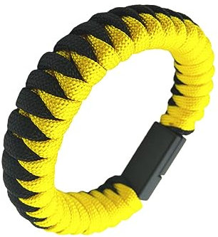 KITANDOVE Umbrella Rope USB C Wristband Braided Charging Cable Type-C Data Cable Fashion Bracelet Black Yellow