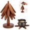 GIONAR Foldable Wooden Trivets, Tree Design Heat Resistant Pads for Hot Pots and Pans (Walnut)