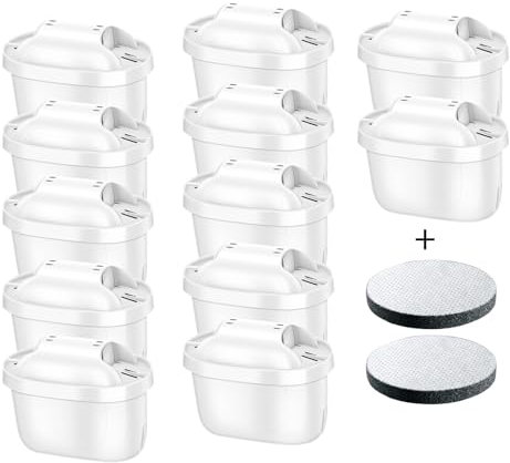 12 Pack Filterkartuschen,Wasserfilter Ersatz für Maxtra+, Brita Style, Mavea Elemaris XL Wassertank,Reduziert PFAS, PFOA/PFOS, TÜV SÜD, NSF Zertifiziert,Mit Microdisc Filter