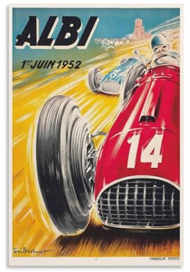 QZFNCOYU Albi Grand Prix Vintage-Rennkunst-Poster, Leinwand-Poster, Schlafzimmer, Dekoration, Landschaft, Büro, Raumdekoration, Geschenk, 40 x 60 cm