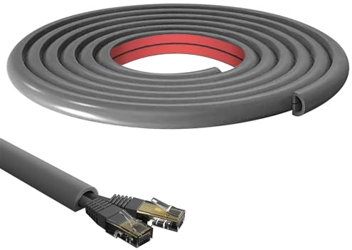 Trunking for Electric Cables, PVC Cable Trunking, 15x10mm Flexible Self-Adhesive Cable Cover,Mini Cable Duct for Wires on Wall Floor (Gray arc, 5M)