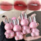3 Farben matter flüssiger Lippenstift, süßer Lipgloss mit Kaninchen-Schlüsselanhänger, leichter Lippenstift mit mattem Finish, vollflächige Abdeckung, koreanisches Make-up für Mädchen(#1,#5,#6)