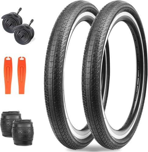 ZUKKA 2er-Pack Faltbarer 20 Zoll Reifen 20x1.75 Mantel 47-406 Fahrrad Ersatzreifen Plus 2er-Pack 20 Zoll Schlauch für Mountainbike Kinderfahrrad, Crusier Bike, Commuter Bike