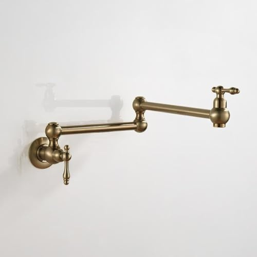 XSDSM Wall Mounted Pot Filler Tap Antique Brass Kitchen Wall Tap Commercial Kitchen Taps,Antique Color