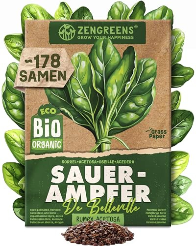 ZenGreens® - Bio Sauerampfer Samen (De Belleville) - Sauerampfersamen - Kräutersamen für den einfachen Anbau im Garten, Balkon oder Küche - Saatgut - Wiesen-Sauerampfer