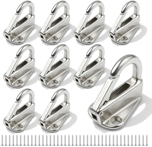 10 pièces Crochets pour Bâche en INOX à 2 Trous avec 20 Vis, Crochets de Garde-Boue Filet pour Remorque, Filets de Cargo, Bateaux, Accessoires Fixation Fût