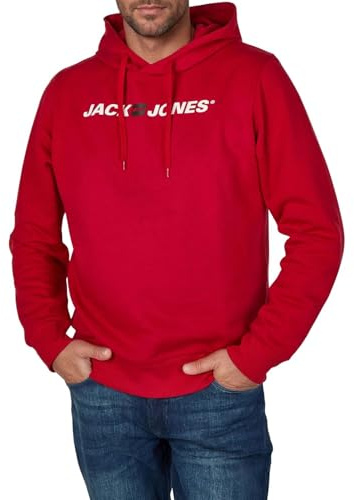 JACK & JONES Hoodie Herren mit Druck JJMORTY Regular Fit Kapuzenpullover | Pullover Sweatshirt Schwarz Grün Gelb Grau Rot S M L XL XXL 3XL 4XL 5XL 6XL 7XL 8XL