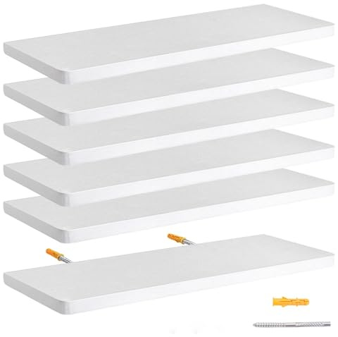 MIAOLIAN 6-Tier Floating Shelves,50CM,Maximum load Capacity: 10 KJ,White Display Cabinets,Book/Corner/Bathroom/Kitchen/Bedroom Shelves For Wall,Modern Kids Bookshelf,Living Room,Office Storage