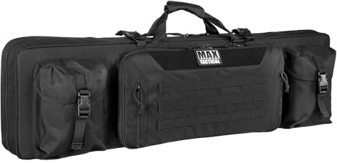 MAX Tactical Heavy Duty Deluxe Gewehrtasche – Single & Double Rifle Bag, taktisches Langwaffen-Futteral gepolstert mit Seitenfächern & Wabenschaum, für Zubehör