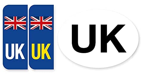 stika.co Self-Adhesive Vinyl Sticker, United Kingdom Legal Decal for Car Number Plates | Brexit Alternative Union Jack Flag UK Badge, 2 Pack (Front & Back)