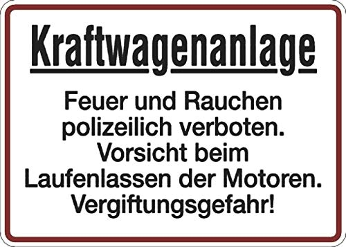 Schild Alu Kraftwagenanlage Feuer und Rauchen polizeilich verboten 250 x 350 mm (Explosionsgefahr, Rauchverbot) praxisbewährt, wetterfest