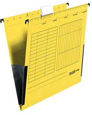 Original Falken 25er Pack Hängetasche UniReg. Made in Germany. Aus Recycling-Karton für DIN A4 mit Leinenfröschen gelb Blauer Engel ideal für die lose Blatt-Ablage im Büro und der Behörde