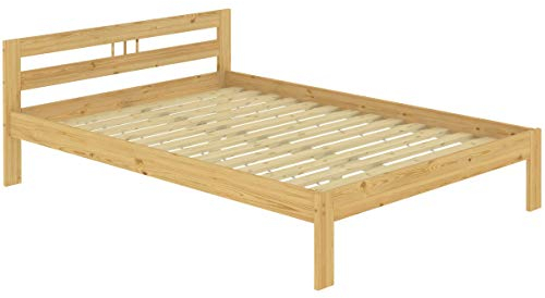 Erst-Holz® Doppelbett Kieferbett Natur 140x200 Massivholz Futonbett Französisches Bett Rollrost 60.64-14