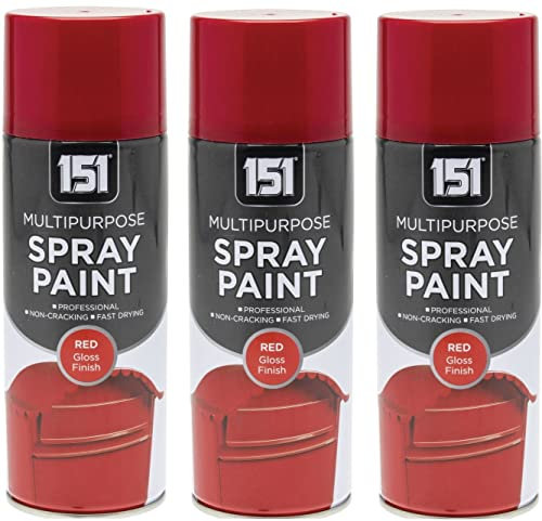 151 Red Gloss Multi-Purpose Aerosol Spray Paint 400ml (3 Pack)