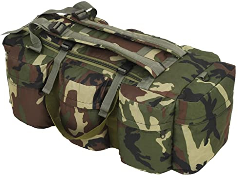 vidaXL 3-in-1 Seesack Reißfest Wasserfest Düffelbeutel Reisetasche Rucksack Schultertasche Bundeswehr Armee Army Style 90L Camouflage