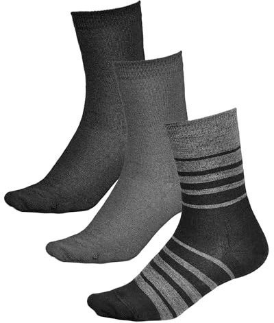 vitsocks Damen Wollsocken MERINO WOLLE warme Socken (3 PAAR) Winter Merinosocken dünn Wool Socks, einfarbig & mit Streifen, schwarz grau, 35-38