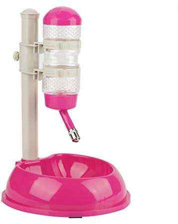 Tennesky - dispenser automatico per acqua + ciotola per il cibo, per cani e gatti; dispenser in plastica a forma di bottiglia, regolabile in altezza