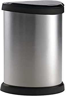 Curver - Cubo de basura Touch 40L, acabado color acero