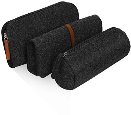 Federmäppchen 3 Stück Filz Mäppchen Federtasche Multifunktions Briefpapier Beutel für Schule und Büro Dunkel grau